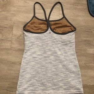 Heather White Lululemon Power Y Tank